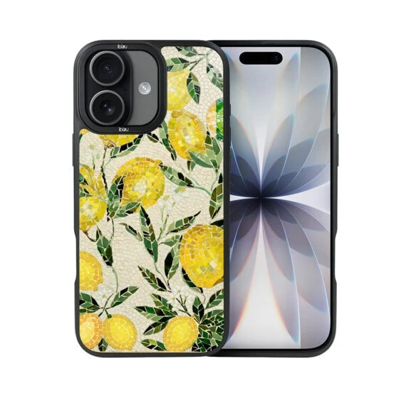Etui do iPhone 17 IBIZU DropGuard Matt z MagSafe, RIVIERA, Modern Classics, Cytrynowe gaje (1)
