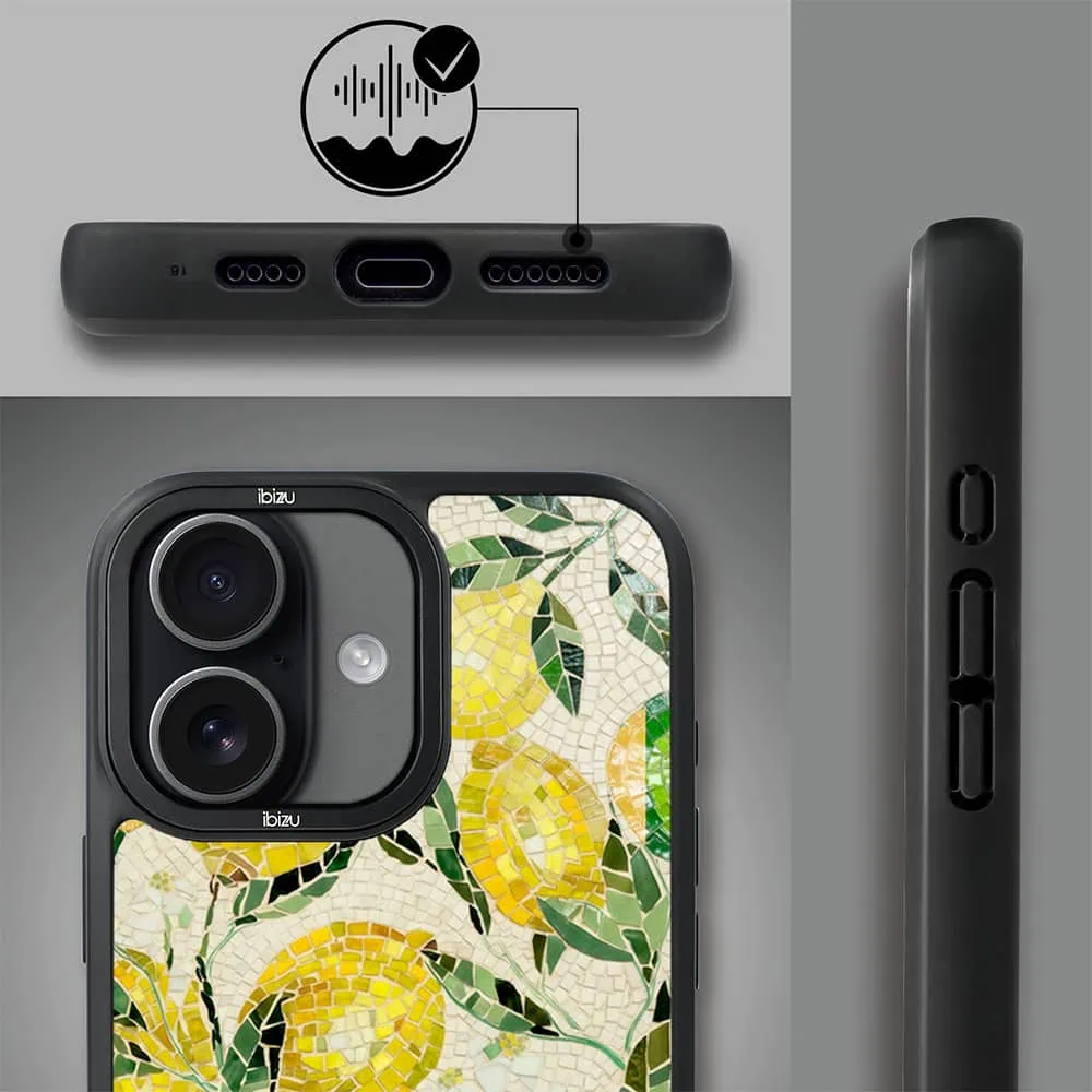 Etui do iPhone 17 IBIZU DropGuard Matt z MagSafe, RIVIERA, Modern Classics, Cytrynowe gaje (7)