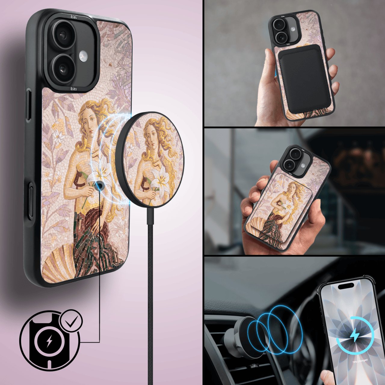 Etui do iPhone 17 IBIZU DropGuard Matt z MagSafe, RIVIERA, Modern Classics, Narodziny Wenus (3)