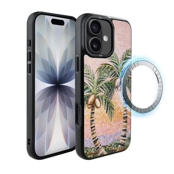Etui do iPhone 17 IBIZU DropGuard Matt z MagSafe, RIVIERA, Modern Classics, Sycylijska palma (2)