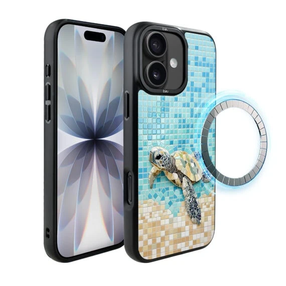 Etui do iPhone 17 IBIZU DropGuard Matt z MagSafe, RIVIERA, Moderns Classics, Żółw Caretta (2)