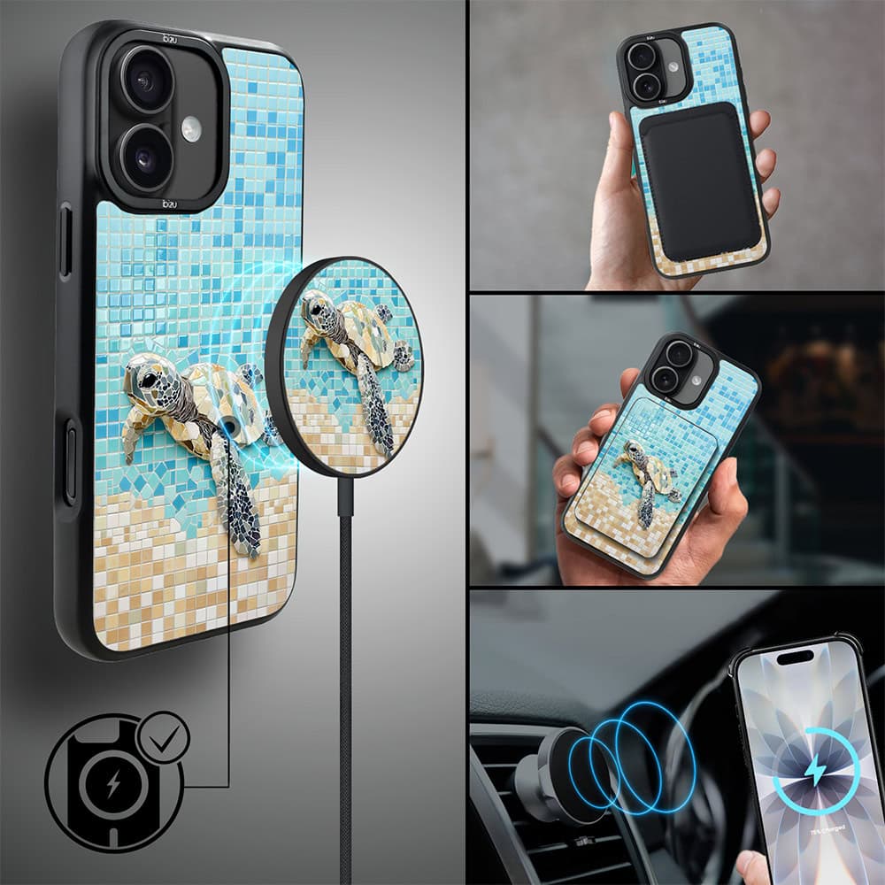 Etui do iPhone 17 IBIZU DropGuard Matt z MagSafe, RIVIERA, Moderns Classics, Żółw Caretta (4)