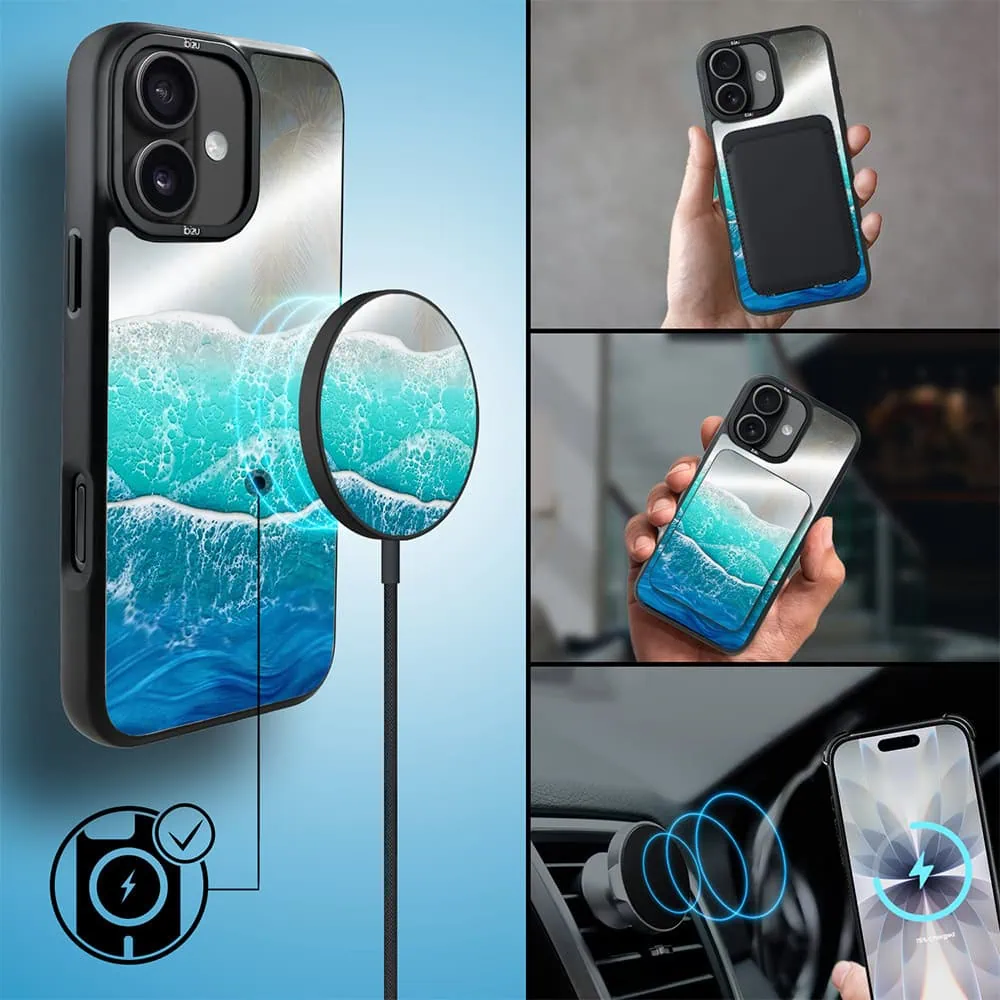 Etui do iPhone 17 IBIZU DropGuard Matt z MagSafe, RIVIERA, Reflect, Szafirowy ocean (4)