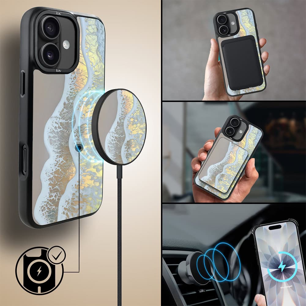Etui do iPhone 17 IBIZU DropGuard Matt z MagSafe, RIVIERA, Reflect, Złote wybrzeże (3)
