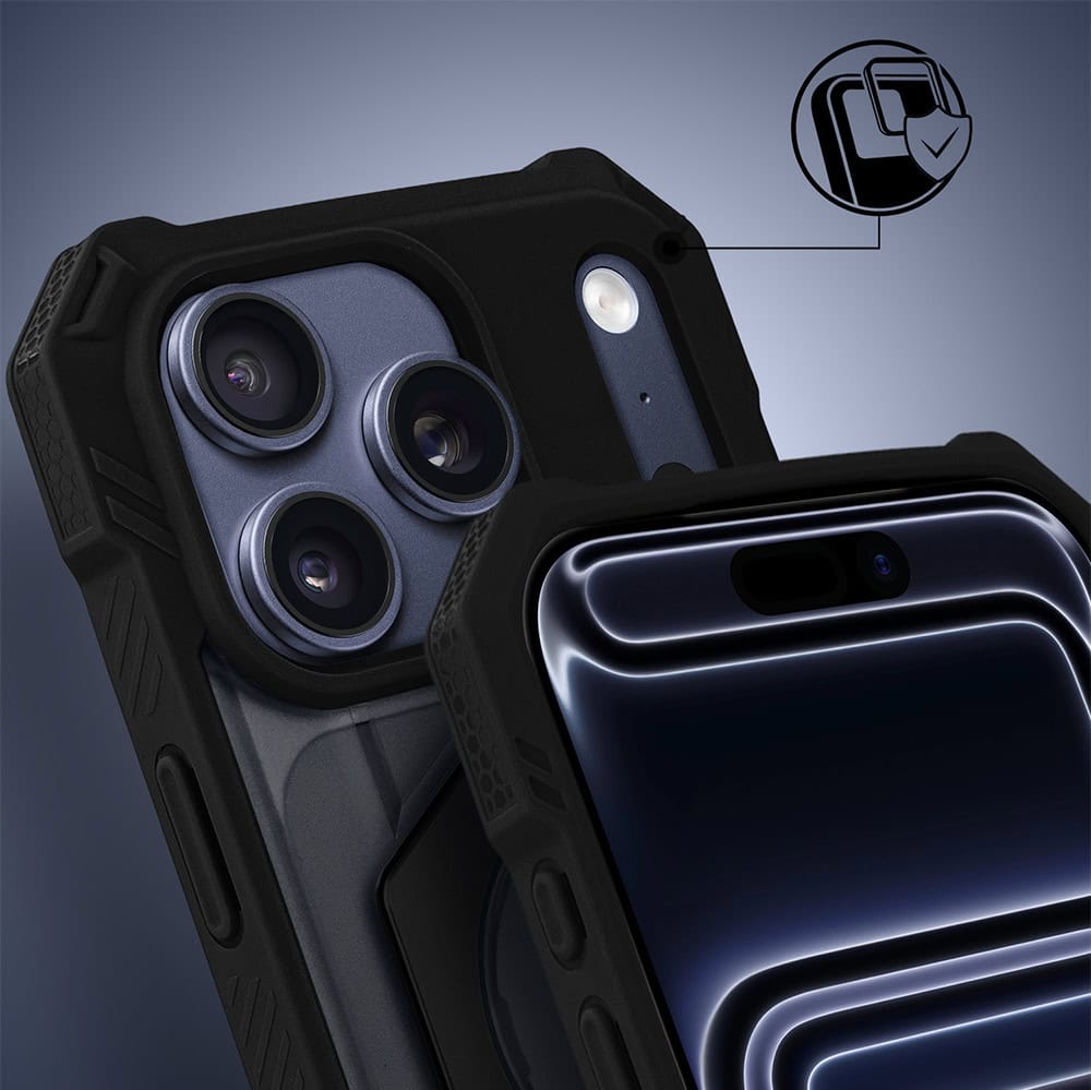 Etui do iPhone 17 Pro Hex Armor Stand, z MagSafe i podstawką, czarne (10)