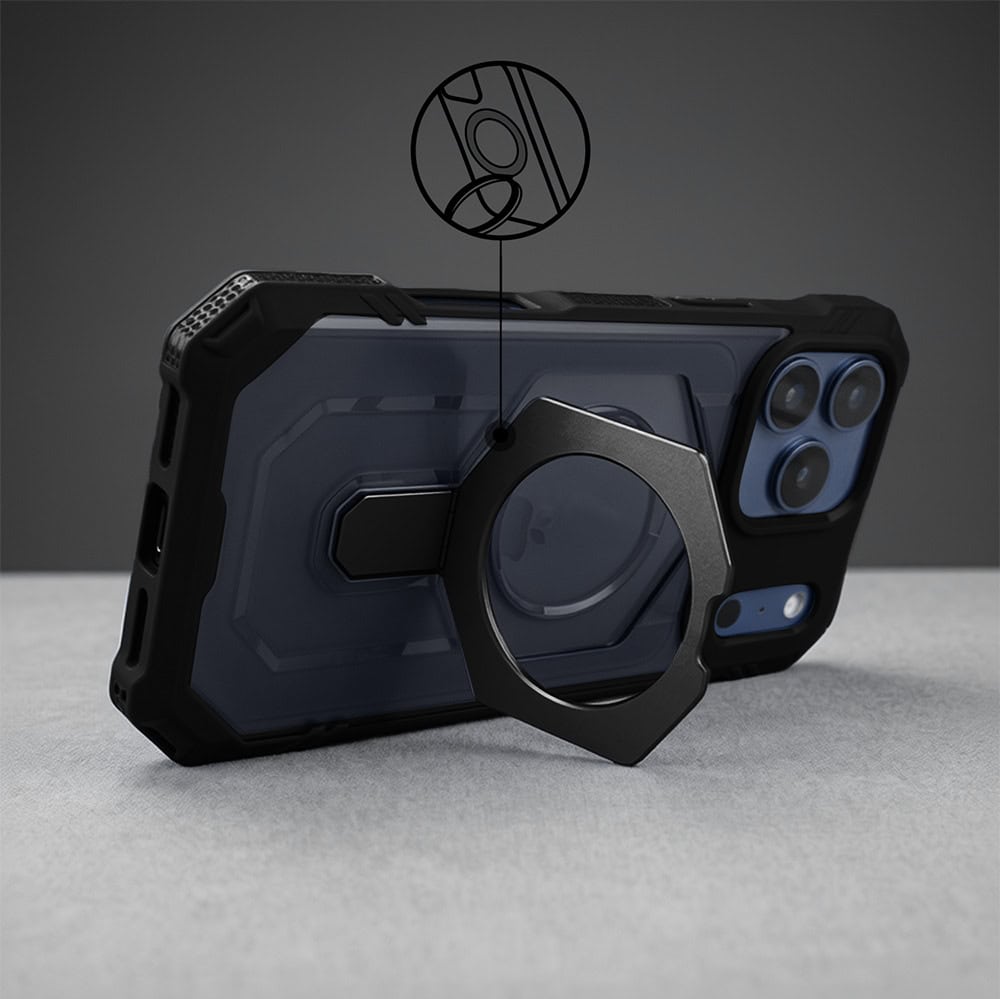 Etui do iPhone 17 Pro Hex Armor Stand, z MagSafe i podstawką, czarne (2)