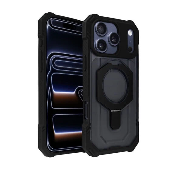 Etui do iPhone 17 Pro Hex Armor Stand, z MagSafe i podstawką, czarne (6)