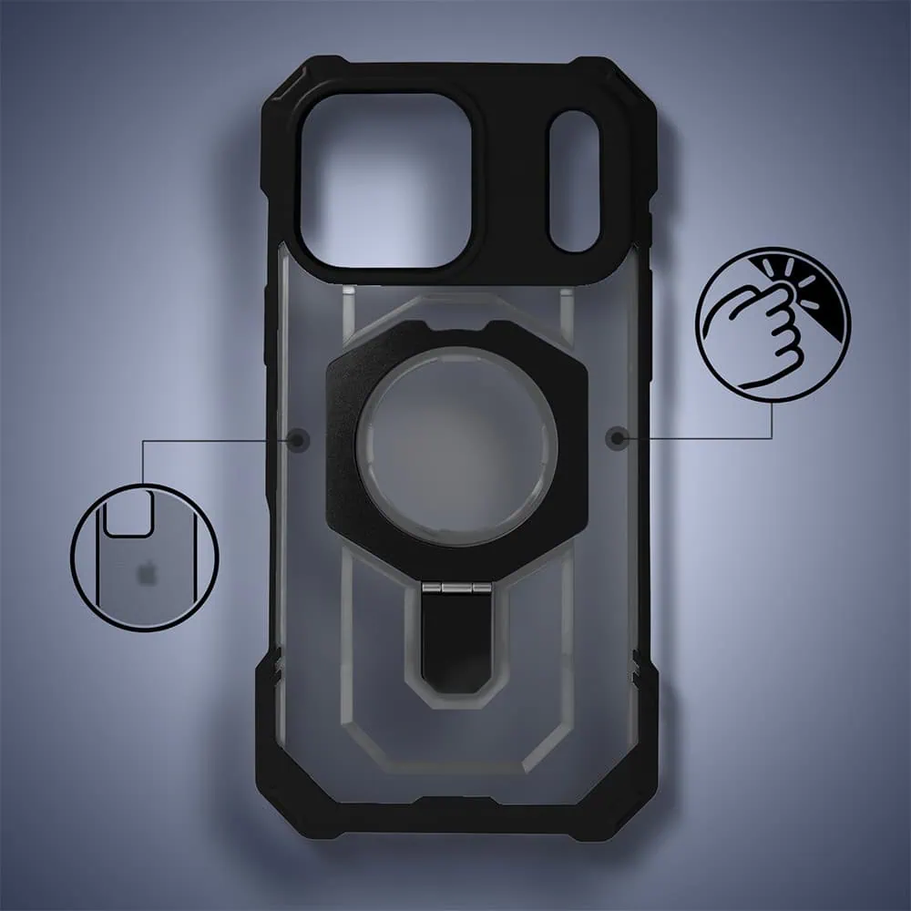 Etui do iPhone 17 Pro Hex Armor Stand, z MagSafe i podstawką, czarne (7)