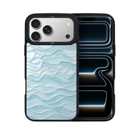 Etui do iPhone 17 Pro IBIZU DropGuard Matt z MagSafe, RIVIERA, Aqua Glass, Błękitne fale (1)