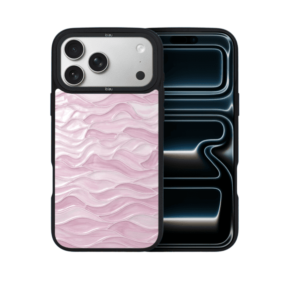 Etui do iPhone 17 Pro IBIZU DropGuard Matt z MagSafe, RIVIERA, Aqua glass, Różowe Fale (7)