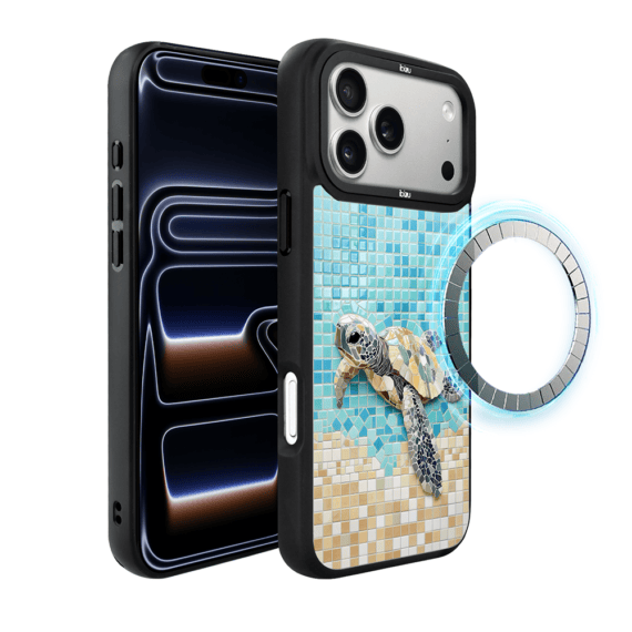 Etui do iPhone 17 Pro IBIZU DropGuard Matt z MagSafe, RIVIERA, Moderns Classics, Żółw Caretta1