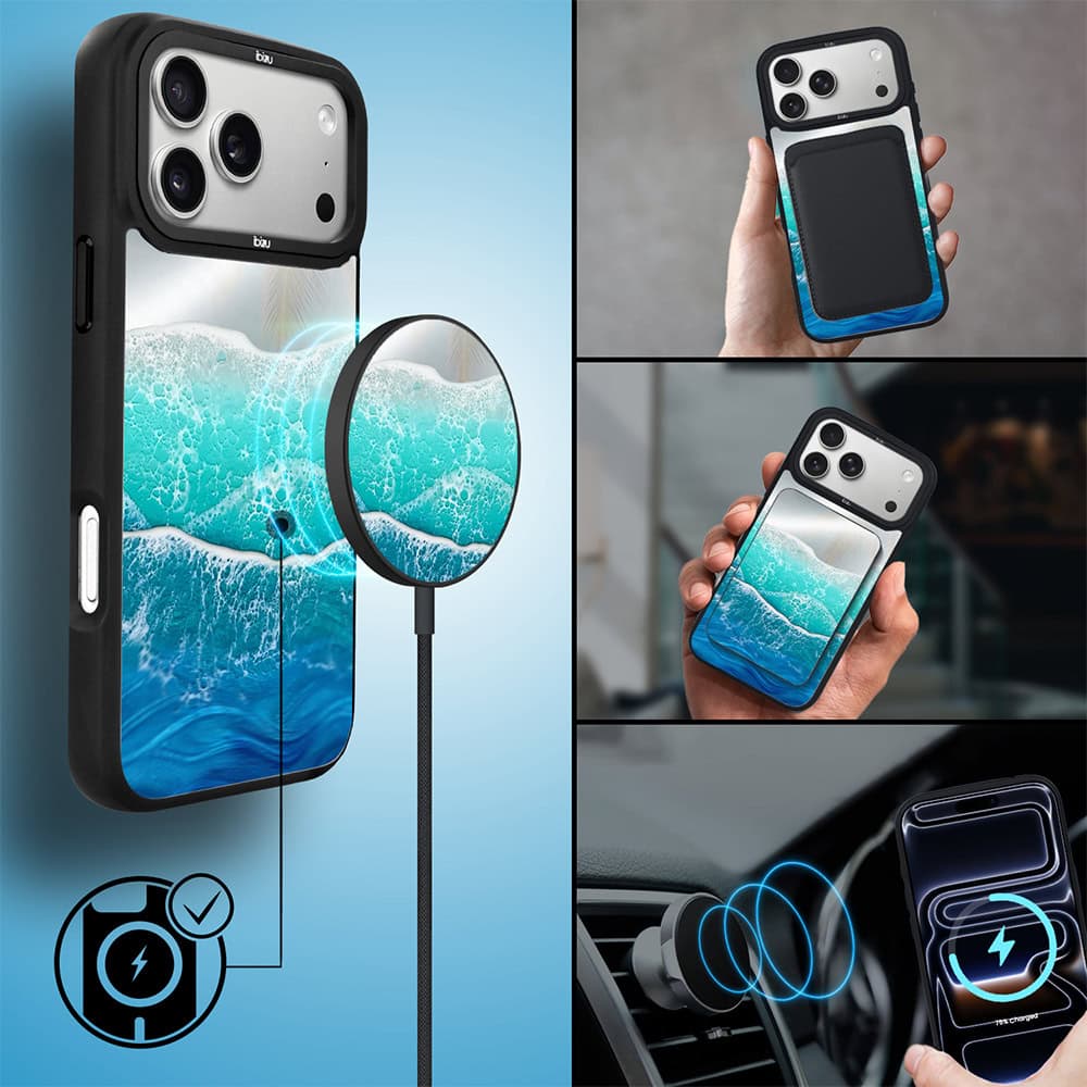Etui do iPhone 17 Pro IBIZU DropGuard Matt z MagSafe, RIVIERA, Reflect, Szafirowy ocean (4)