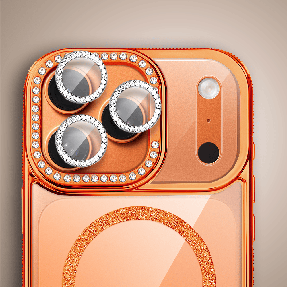Etui do iPhone 17 Pro Max Diadem Glow, przeźroczyste z MagSafe, błyszczące z podstawką, pomarańczowe (9)