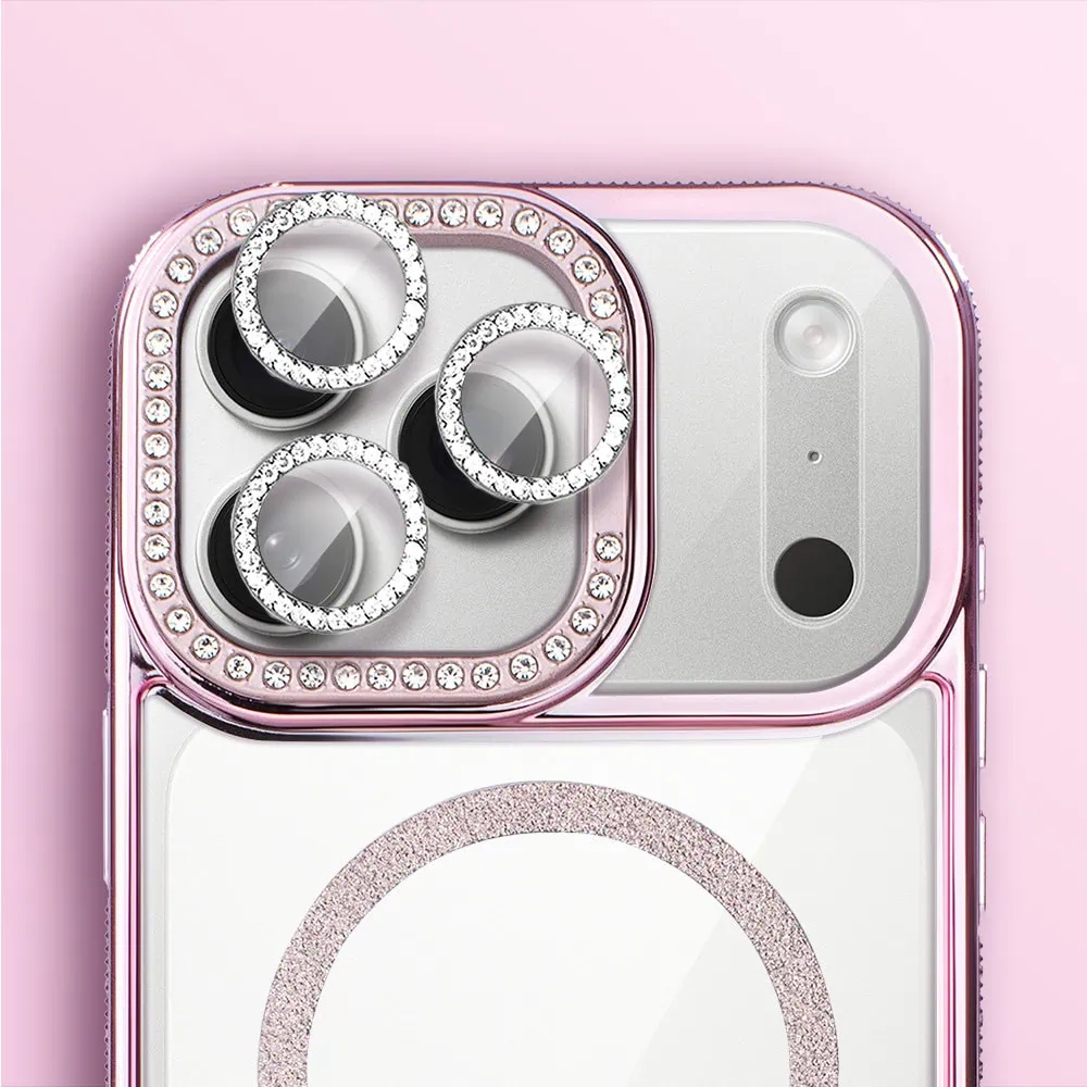 Etui do iPhone 17 Pro Max Diadem Glow, przeźroczyste z MagSafe, błyszczące z podstawką, różowe8