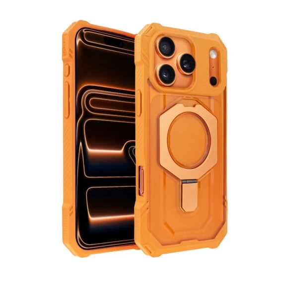 Etui do iPhone 17 Pro Max Hex Armor Stand, z MagSafe i podstawką, pomarańczowe2