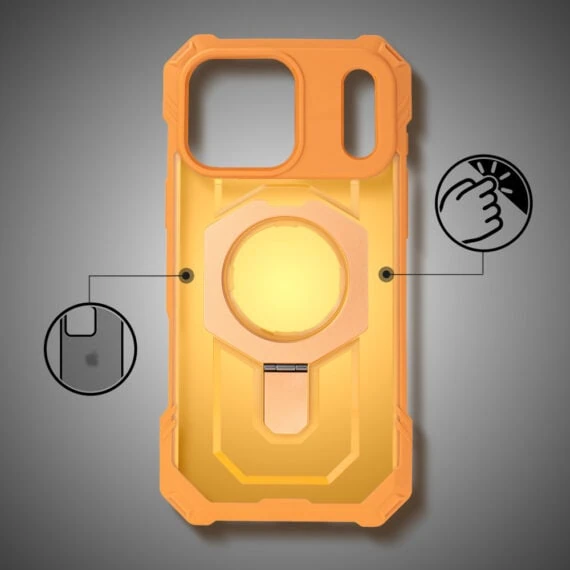 Etui do iPhone 17 Pro Max Hex Armor Stand, z MagSafe i podstawką, pomarańczowe3