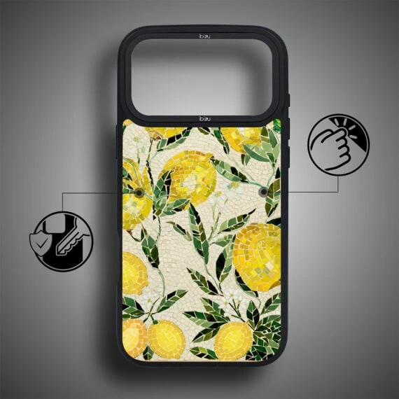 Etui do iPhone 17 Pro Max IBIZU DropGuard Matt z MagSafe, RIVIERA, Modern Classics, Cytrynowe gaje (1)