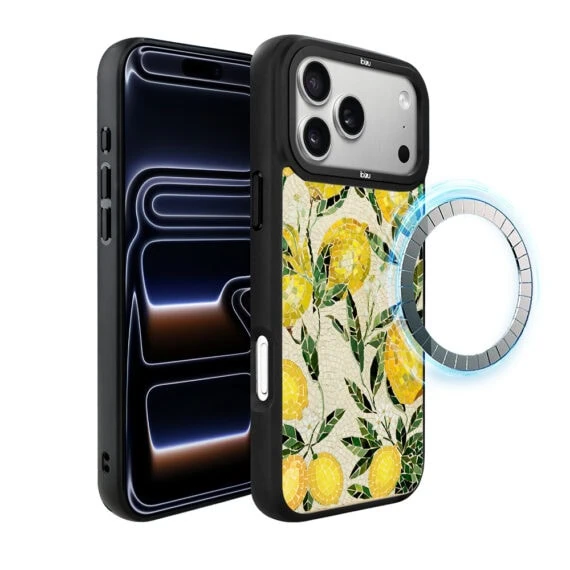 Etui do iPhone 17 Pro Max IBIZU DropGuard Matt z MagSafe, RIVIERA, Modern Classics, Cytrynowe gaje (8)