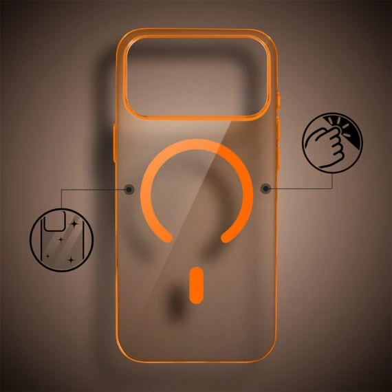 Etui do iPhone 17 Pro Prisma Slim z MagSafe, cienkie z twardym tyłem, pomarańczowe (3)