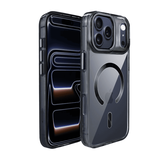 Etui do iPhone 17 Pro Super Hybrid z MagSafe, twardy tył, metalowe ozdoby, czarne (3)