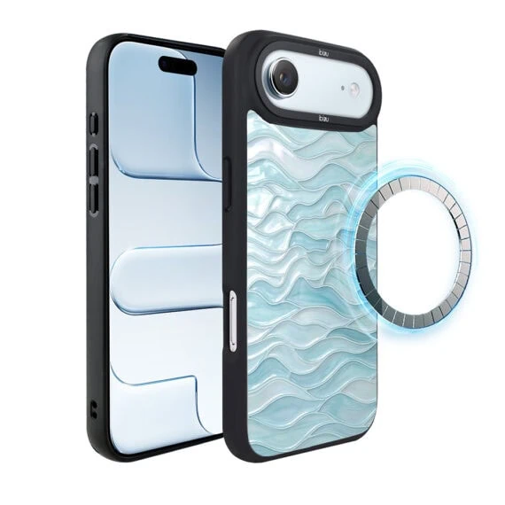 Etui do iPhone Air IBIZU DropGuard Matt z MagSafe, RIVIERA, Aqua Glass, Błękitne Fale (2)