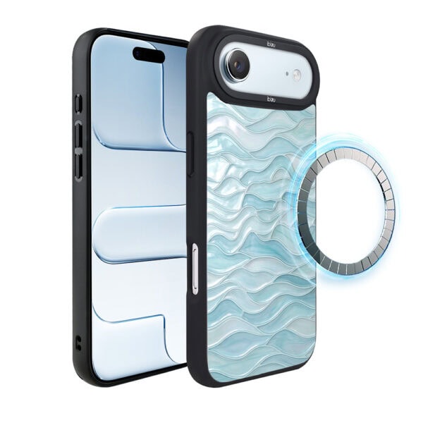 Etui do iPhone Air IBIZU DropGuard Matt z MagSafe, RIVIERA, Aqua Glass, Błękitne Fale