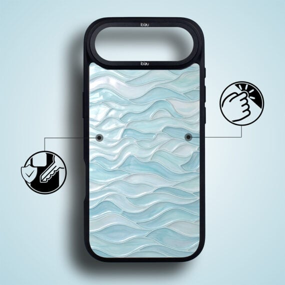 Etui do iPhone Air IBIZU DropGuard Matt z MagSafe, RIVIERA, Aqua Glass, Błękitne Fale (3)