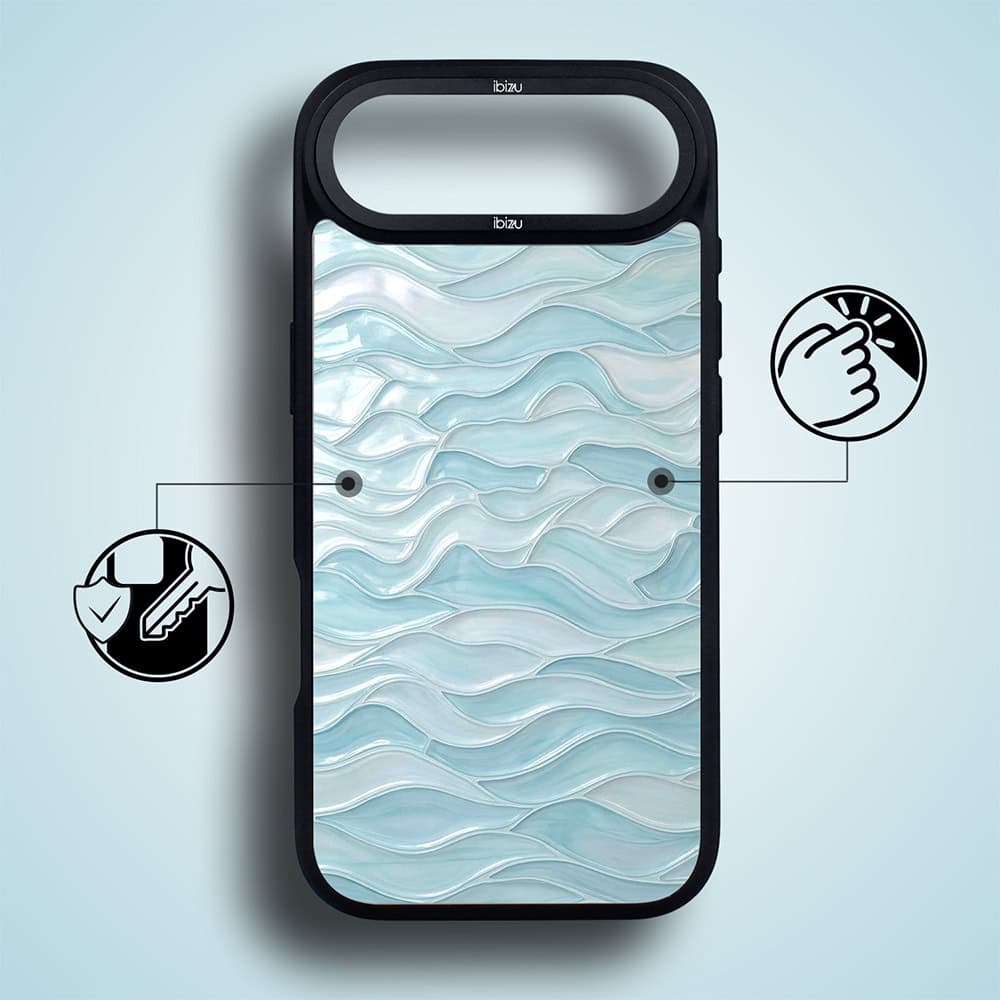 Etui do iPhone Air IBIZU DropGuard Matt z MagSafe, RIVIERA, Aqua Glass, Błękitne Fale (3)