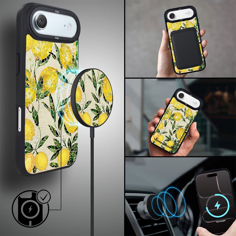 Etui do iPhone Air IBIZU DropGuard Matt z MagSafe, RIVIERA, Modern Classics, Cytrynowe gaje (4)