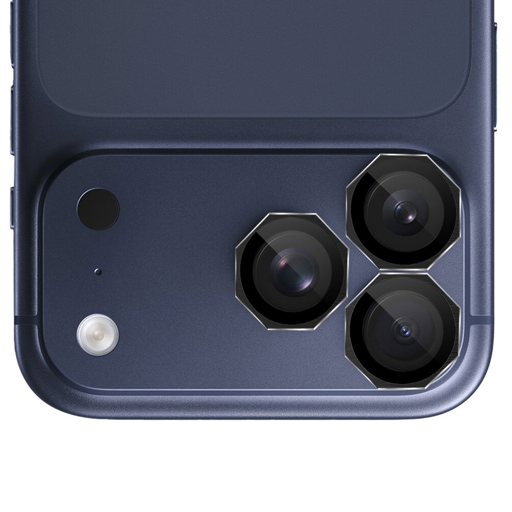 Metalowa osłona obiektywów szkło na aparat iPhone 17Pro czarny- 3