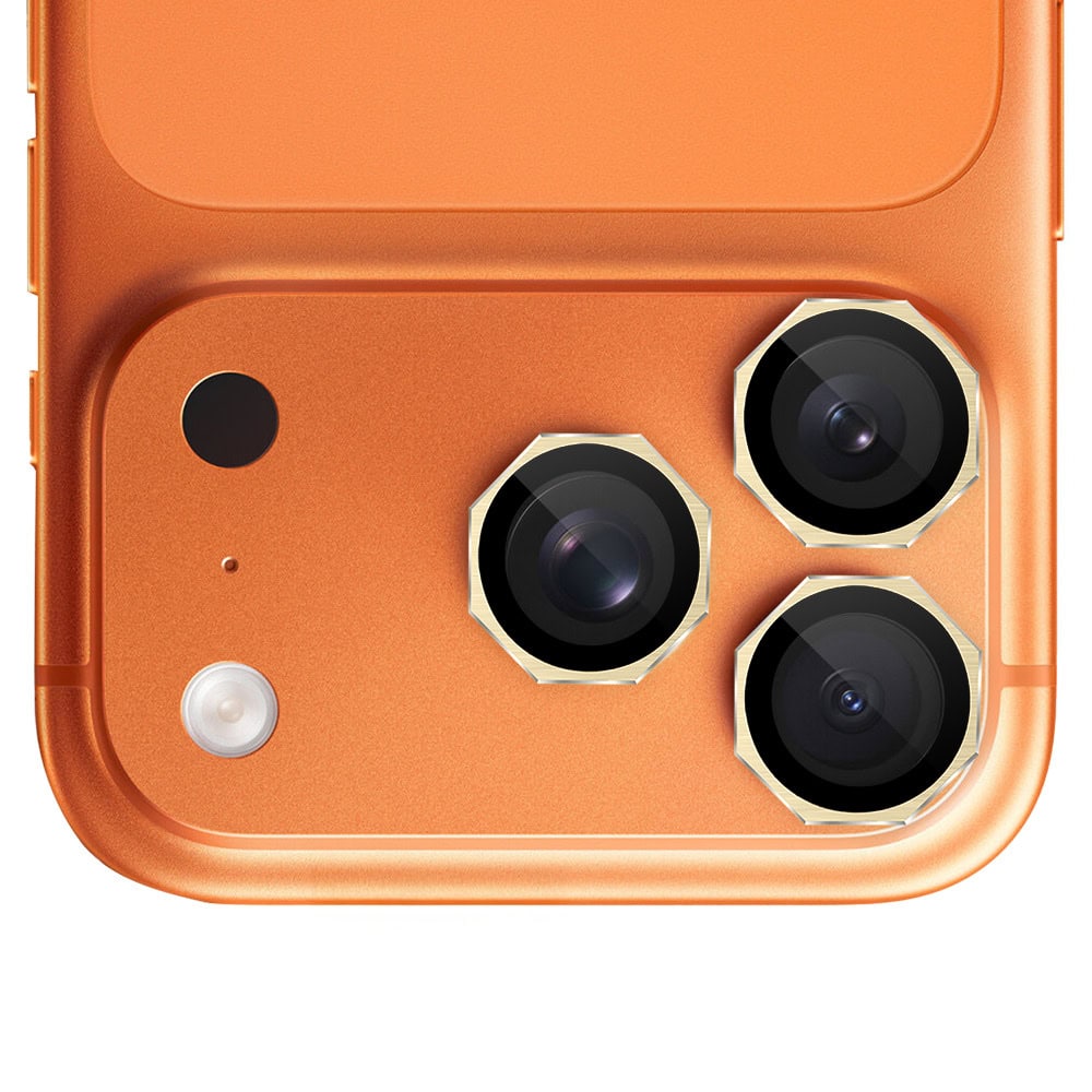 Metalowa osłona obiektywów szkło na aparat iPhone 17Pro złota 3