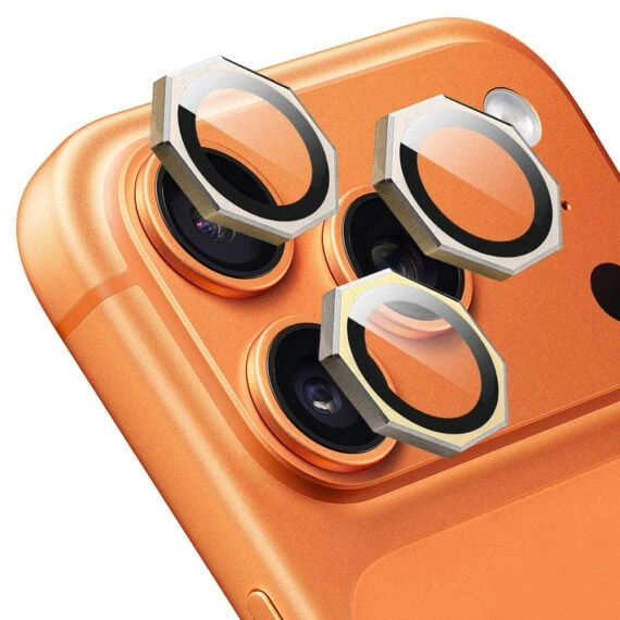 Metalowa osłona obiektywów szkło na aparat iPhone 17Pro złotaMetalowa osłona obiektywów szkło na aparat iPhone 17Pro złota 1