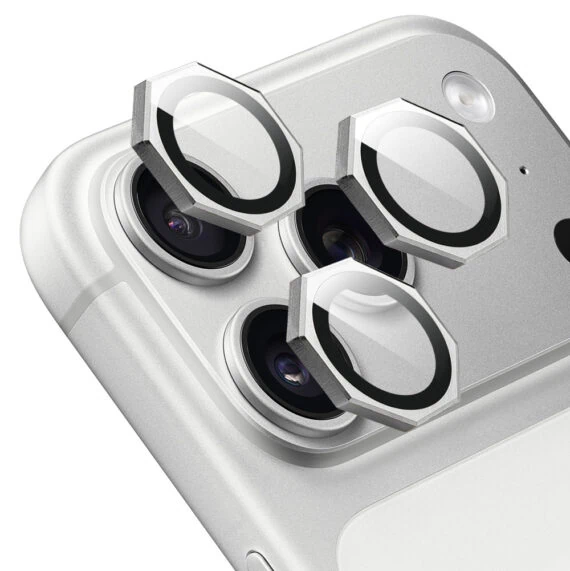 Metalowa osłona obiektywów szkło na aparat iPhone 17pro srebrne-1