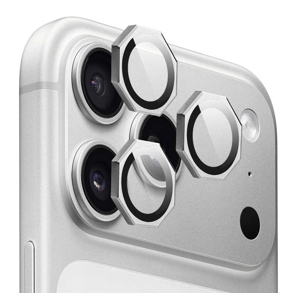 Metalowa osłona obiektywów szkło na aparat iPhone 17pro srebrne-2