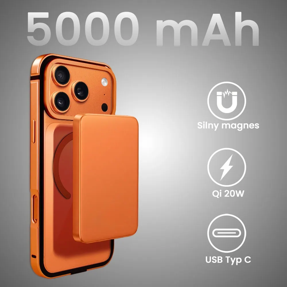 Power bank MagSafe UltraSlim 5000 mAh, ładowanie bezprzewodowe, pomarańczowy3