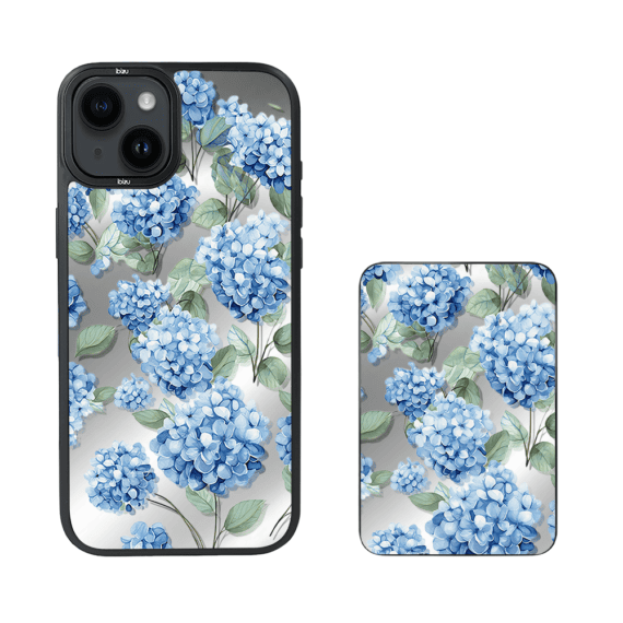 Zestaw IBIZU do iPhone 14 etui i powerbank, Relief Garden, Szafirowa hortensja (4)