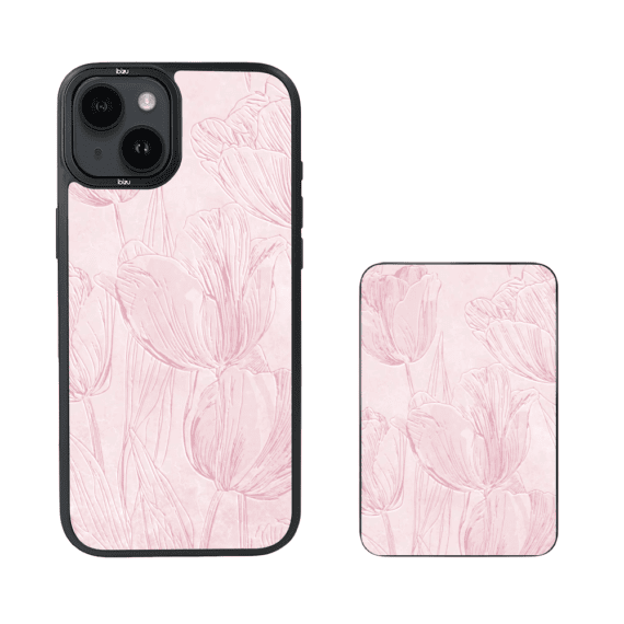 Zestaw IBIZU do iPhone 14 etui i powerbank, Relief Garden, Tulipanowy fresk (4)