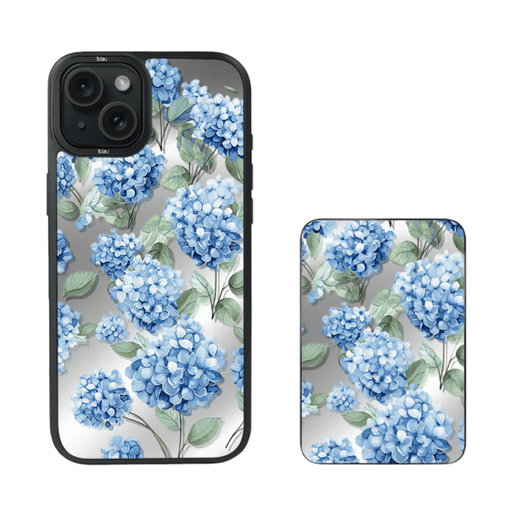 Zestaw IBIZU do iPhone 15 etui i powerbank, Relief Garden, Szafirowa hortensja (5)