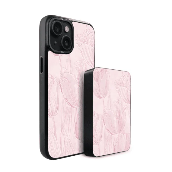 Zestaw IBIZU do iPhone 15 etui i powerbank, Relief Garden, Tulipanowy fresk (1)