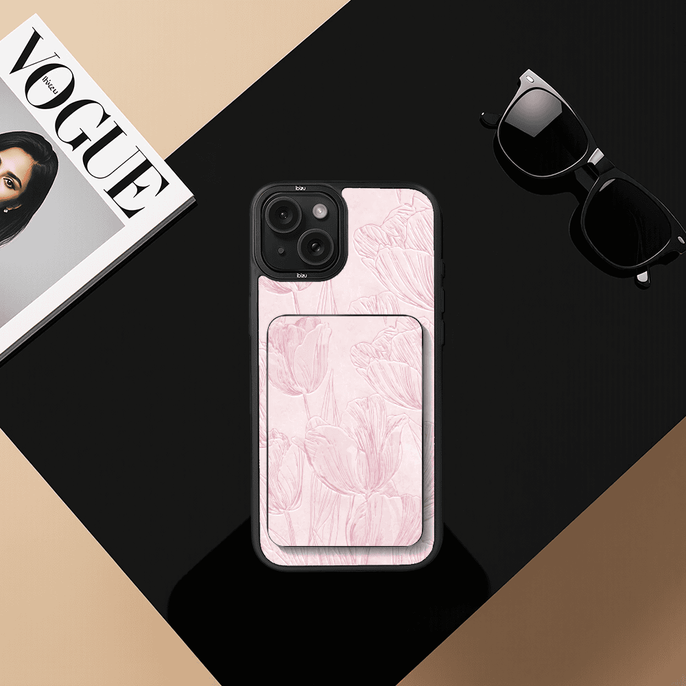 Zestaw IBIZU do iPhone 15 etui i powerbank, Relief Garden, Tulipanowy fresk (2)