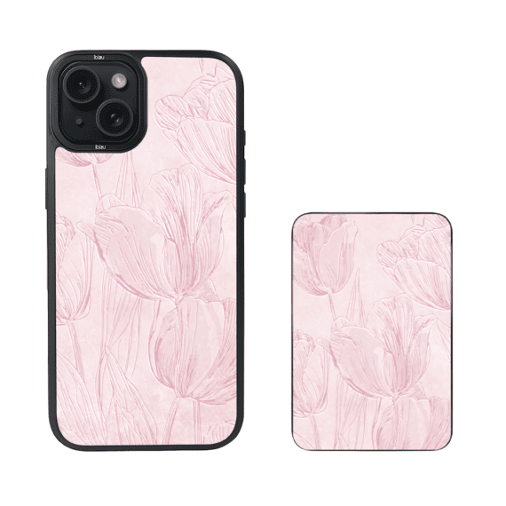 Zestaw IBIZU do iPhone 15 etui i powerbank, Relief Garden, Tulipanowy fresk (3)