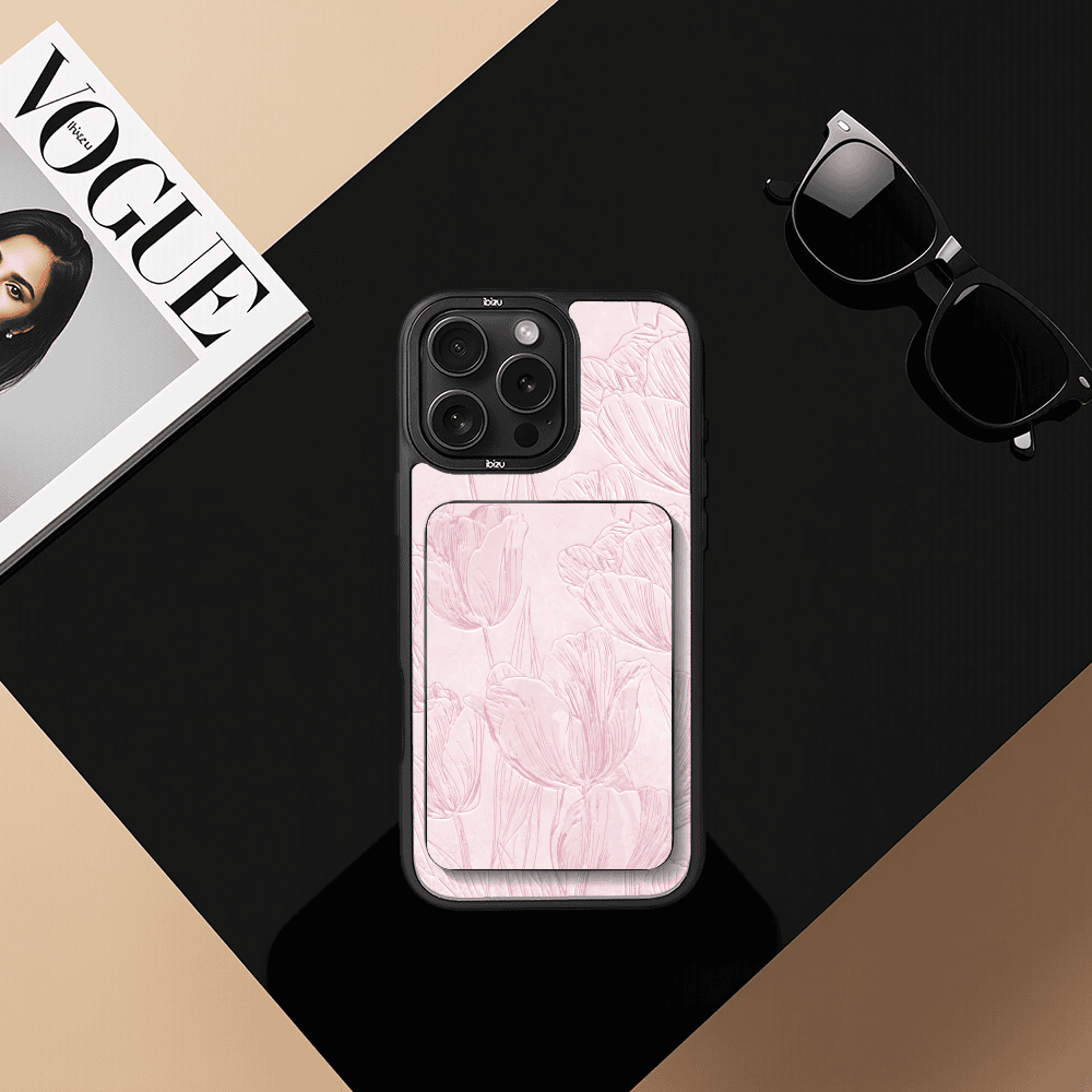 Zestaw IBIZU do iPhone 16 Pro Max etui i powerbank, Relief Garden, Tulipanowy fresk (1)