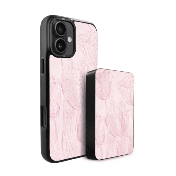 Zestaw IBIZU do iPhone 16 etui i powerbank, Relief Garden, Tulipanowy fresk (2)