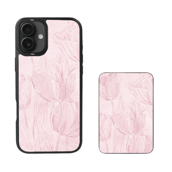 Zestaw IBIZU do iPhone 16 etui i powerbank, Relief Garden, Tulipanowy fresk (5)