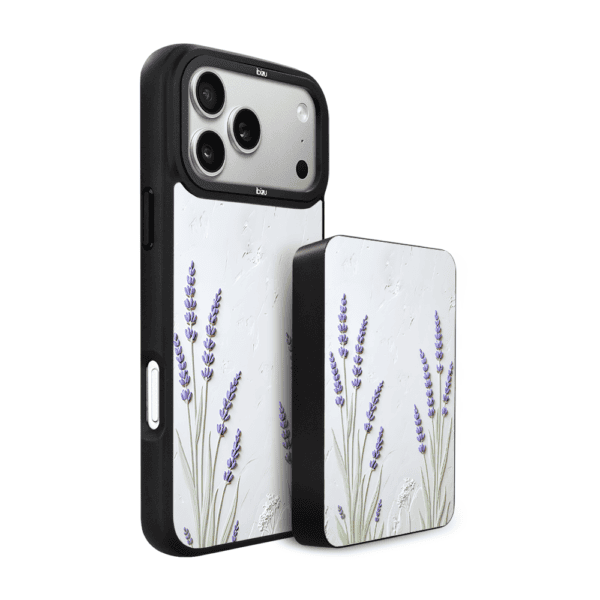 Zestaw IBIZU do iPhone 17 Pro: etui i powerbank, Relief Garden, Prowansalska lawenda