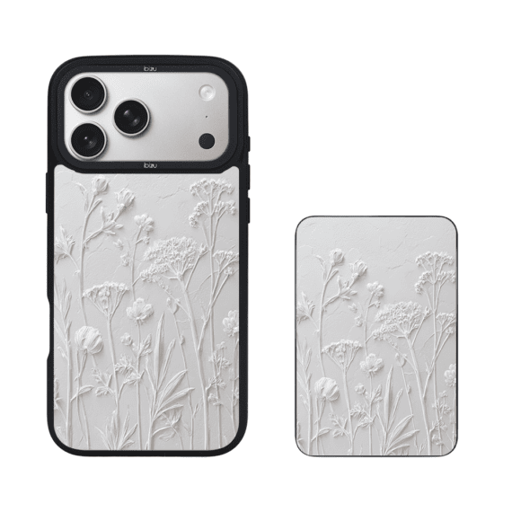 Zestaw IBIZU do iPhone 17 Pro Max etui i powerbank, Relief Garden, Suszone kwiaty polne (1)