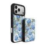 Zestaw IBIZU do iPhone 17 Pro Max etui i powerbank, Relief Garden, Szafirowa hortensja,nowa (3)