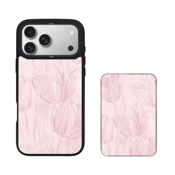 Zestaw IBIZU do iPhone 17 Pro etui i powerbank, Relief Garden, Tulipanowy fresk (1)