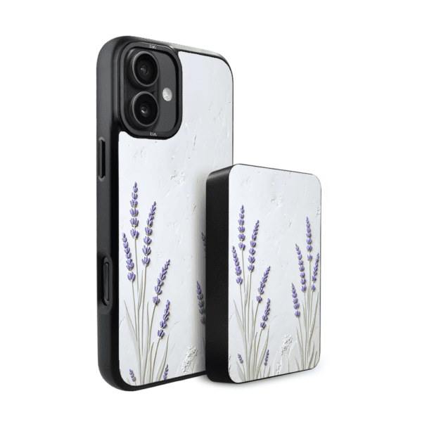 Zestaw IBIZU do iPhone 17: etui i powerbank, Relief Garden, Prowansalska lawenda