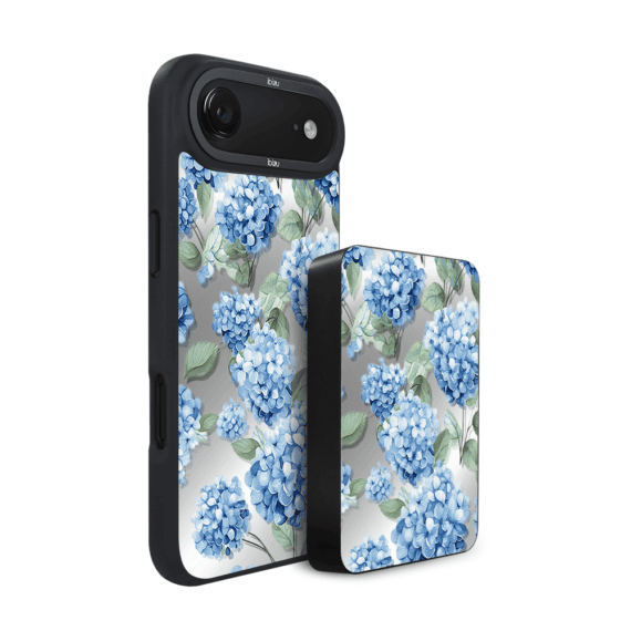 Zestaw IBIZU do iPhone Air etui i powerbank, Relief Garden, Szafirowa hortensja (4)